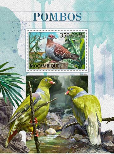 Poštová známka Mozambik 2016 Holubi Mi# Block 1226 Kat 20€