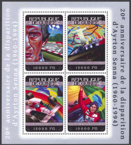 Poštové známky Guinea 2014 Formule 1, Ayrton Senna Mi# 10487-90 Kat 20€