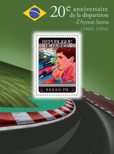 Poštová známka Guinea 2014 Formule 1, Ayrton Senna Mi# Block 2393 Kat 16€