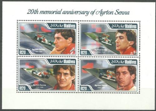 Poštové známky Maldivy 2014 Ayrton Senna, Formule 1 Mi# 5048-51 Kat 10€