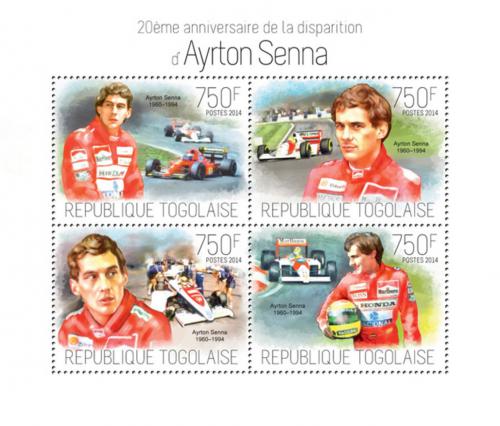 Poštové známky Togo 2014 Ayrton Senna, Formule 1 Mi# 5615-18 Kat 12€