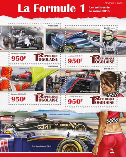 Poštové známky Togo 2015 Formule 1 Mi# 7048-51 Kat 15€