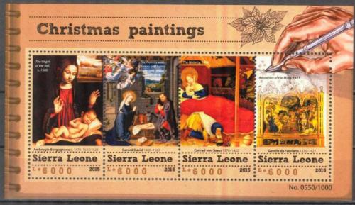 Poštové známky Sierra Leone 2015 Vianoce, umenie Mi# 6692-95 Kat 11€