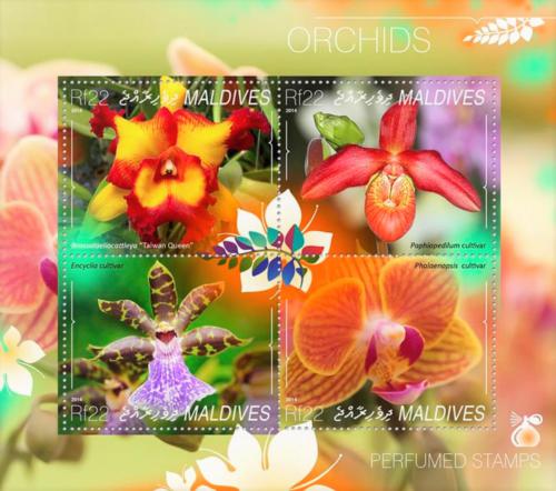Poštové známky Maldivy 2014 Orchideje Mi# 5400-03 Kat 11€