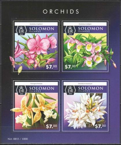 Poštové známky Šalamúnove ostrovy 2015 Orchideje Mi# 3401-04 Kat 9.50€