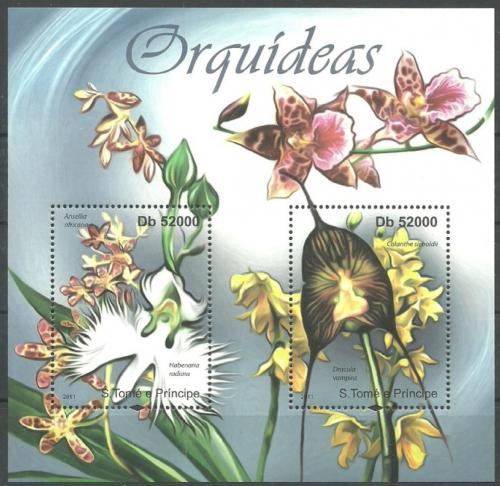 Poštová známka Svätý Tomáš 2011 Orchideje Mi# Block 827 Kat 10€