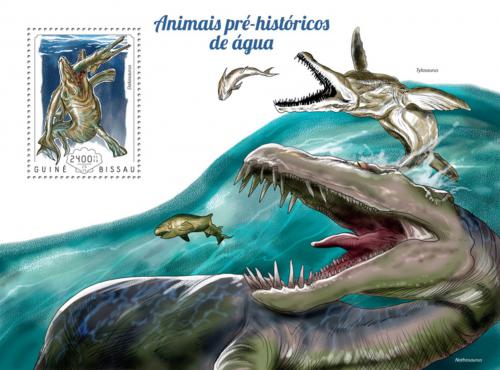 Poštová známka Guinea-Bissau 2014 Vodní dinosaury Mi# Block 1294 Kat 9€
