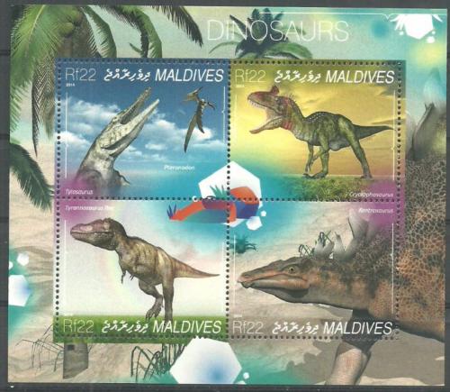 Poštové známky Maldivy 2014 Dinosaury Mi# 5420-23 Kat 11€ 