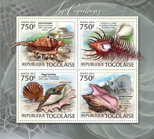Poštové známky Togo 2012 Mušle Mi# 4418-21 Kat 12€