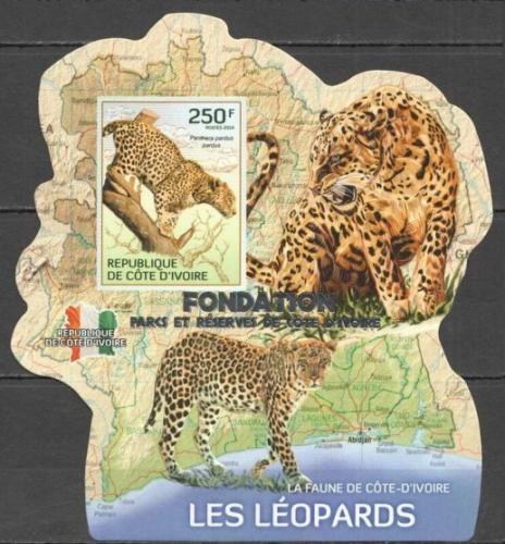 Poštová známka Pobrežie Slonoviny 2014 Levharti Mi# 1594 Block