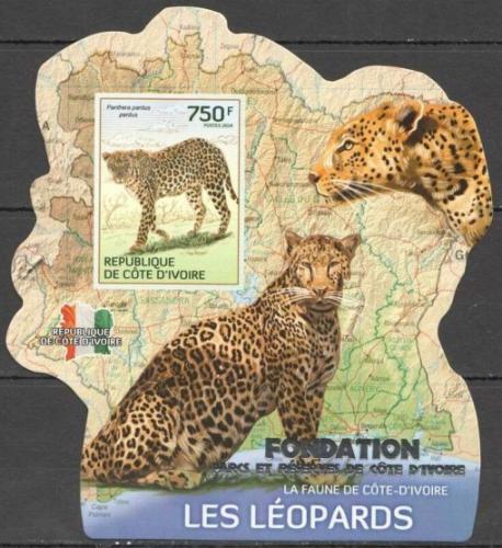 Poštová známka Pobrežie Slonoviny 2014 Levharti Mi# 1597 Block