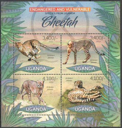 Poštové známky Uganda 2012 Gepard štíhlý Mi# 2985-88 Kat 13€