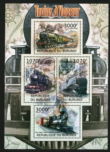 Poštové známky Burundi 2012 Parní lokomotívy Mi# 2436-39 Kat 10€