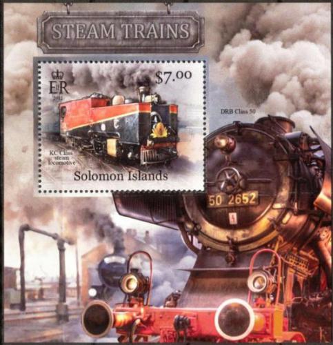 Poštová známka Šalamúnove ostrovy 2013 Parní lokomotívy Mi# 1671 Block