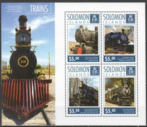 Poštové známky Šalamúnove ostrovy 2014 Parní lokomotívy Mi# 2962-65