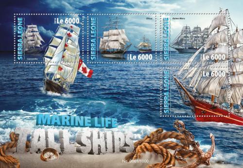 Poštové známky Sierra Leone 2016 Plachetnice Mi# 7108-11 Kat 11€