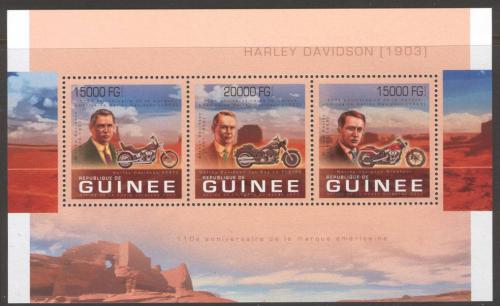 Poštové známky Guinea 2013 Motocykle Harley Davidson Mi# 9890-92 Kat 20€
