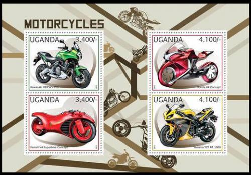 Poštové známky Uganda 2012 Motocykle Mi# 2896-99 Kat 13€