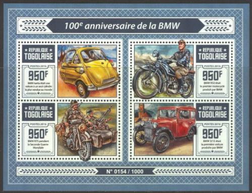 Poštové známky Togo 2016 BMW, 100. výroèie Mi# 7258-61 Kat 15€