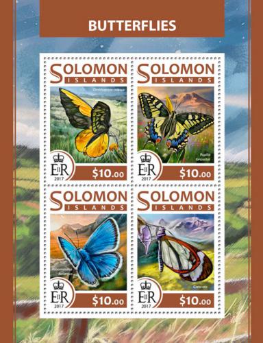 Poštové známky Šalamúnove ostrovy 2017 Motýle Mi# 4426-29 Kat 12€