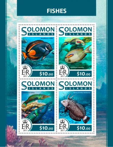 Poštové známky Šalamúnove ostrovy 2017 Ryby Mi# 4431-34 Kat 12€