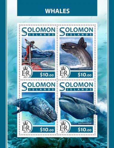 Poštové známky Šalamúnove ostrovy 2017 Ve¾ryby Mi# 4446-49 Kat 12€