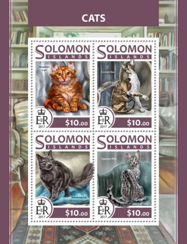 Poštové známky Šalamúnove ostrovy 2017 Maèky Mi# 4451-54 Kat 12€