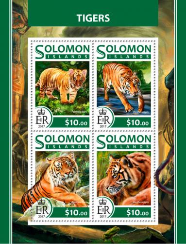 Poštové známky Šalamúnove ostrovy 2017 Tygøi Mi# 4456-59 Kat 12€