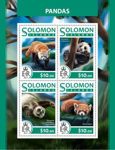 Poštové známky Šalamúnove ostrovy 2017 Pandy Mi# 4461-64 Kat 12€