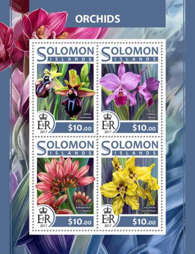 Poštové známky Šalamúnove ostrovy 2017 Orchideje Mi# 4421-24 Kat 12€