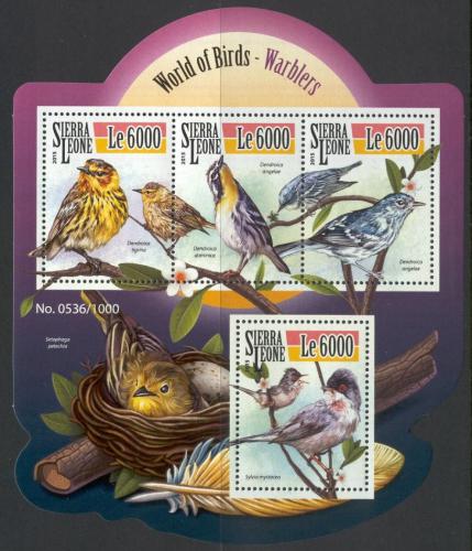 Poštové známky Sierra Leone 2015 Zpìvní ptáci Mi# 6516-19 Kat 11€