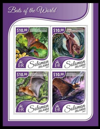 Poštové známky Šalamúnove ostrovy 2017 Netopiere Mi# 4677-80 Kat 12€