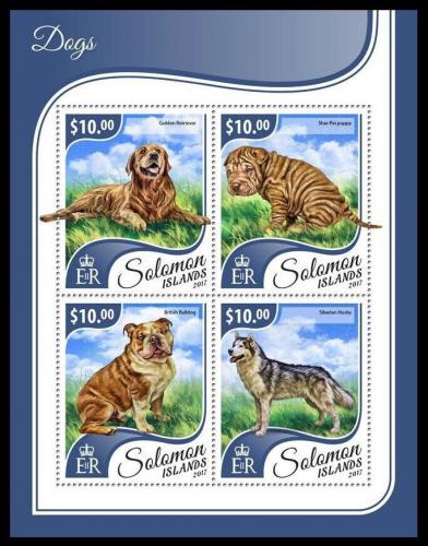 Poštové známky Šalamúnove ostrovy 2017 Psy Mi# 4682-85 Kat 12€