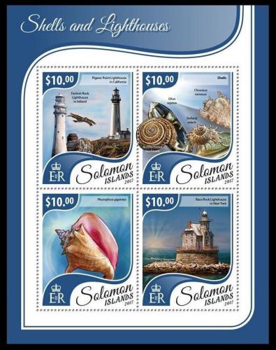 Poštové známky Šalamúnove ostrovy 2017 Mušle a majáky Mi# 4647-50 Kat 12€