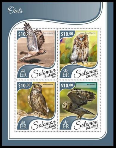 Poštové známky Šalamúnove ostrovy 2017 Sovy Mi# 4672-75 Kat 12€
