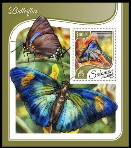 Poštová známka Šalamúnove ostrovy 2017 Motýle Mi# Block 679 Kat 12€ 