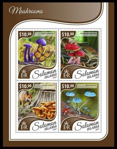 Poštové známky Šalamúnove ostrovy 2017 Fauna a huby Mi# 4637-40 Kat 12€