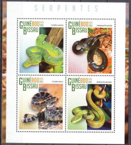 Poštové známky Guinea-Bissau 2015 Hady Mi# 7571-74 Kat 13€