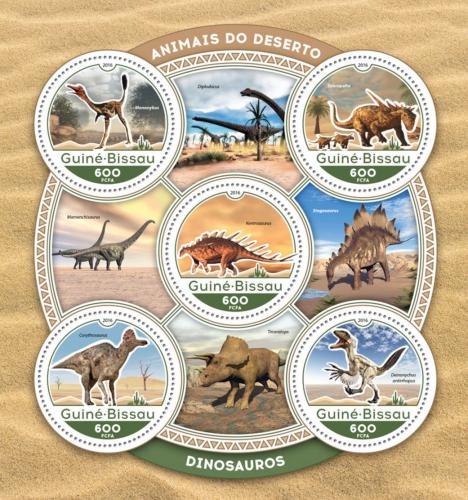 Poštové známky Guinea-Bissau 2016 Dinosaury Mi# 8787-91 Kat 11€