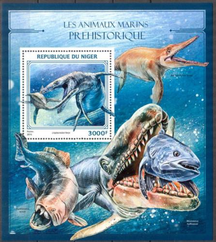 Poštová známka Niger 2016 Moøští dinosaury Mi# Block 591 Kat 12€