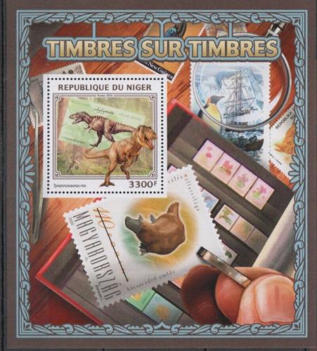 Poštová známka Niger 2016 Dinosaury na známkách Mi# Block 623 Kat 13€