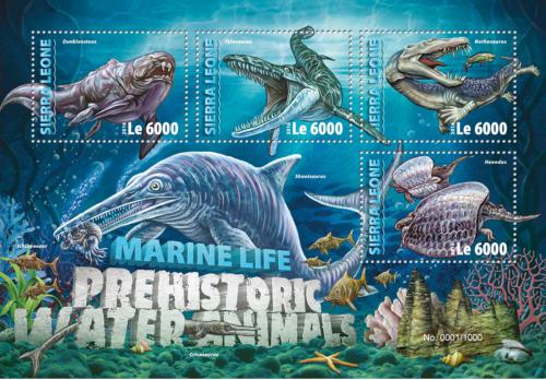 Poštové známky Sierra Leone 2016 Moøští dinosaury Mi# 7038-41 Kat 11€
