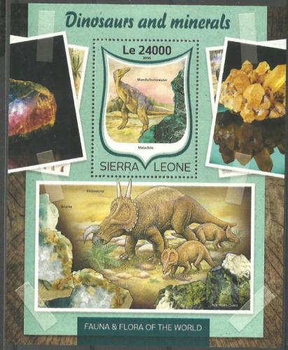 Poštová známka Sierra Leone 2016 Dinosaury a minerály Mi# Block 1037 Kat 11€