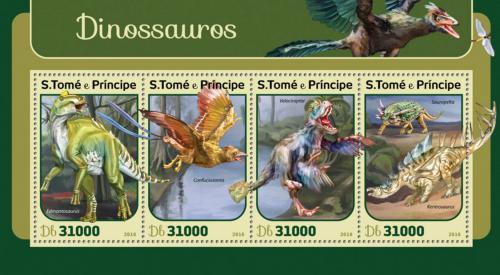 Poštové známky Svätý Tomáš 2016 Dinosaury Mi# 6841-44 Kat 12€