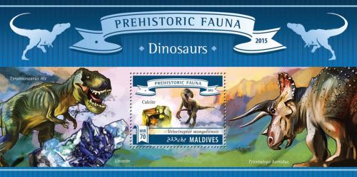 Poštová známka Maldivy 2015 Dinosaury Mi# Block 821 Kat 9€