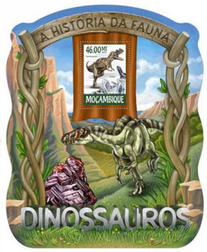 Poštová známka Mozambik 2015 Dinosaury Mi# 7877 Block