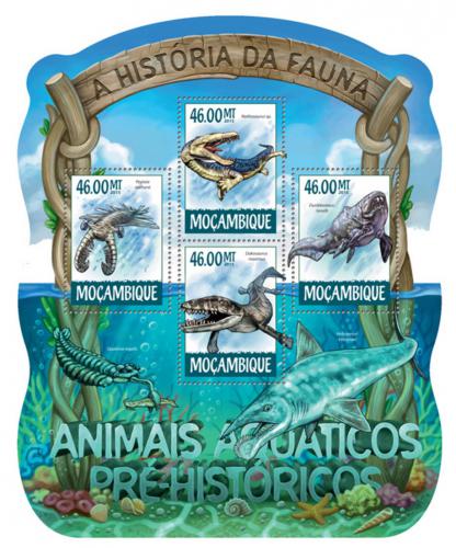 Poštové známky Mozambik 2015 Vodní dinosaury Mi# 7869-72 Kat 10€