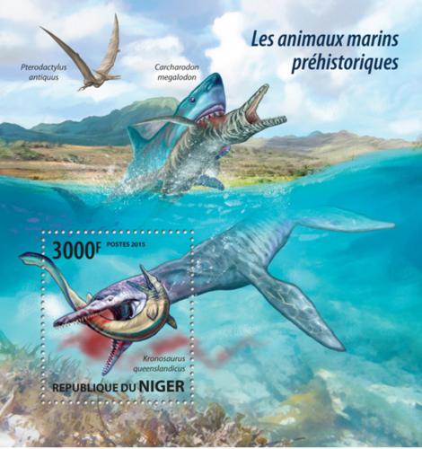 Poštová známka Niger 2015 Moøští dinosaury Mi# Block 429 Kat 12€