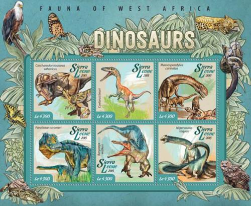 Poštové známky Sierra Leone 2015 Dinosaury Mi# 5954-59 Kat 11.50€