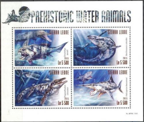 Poštové známky Sierra Leone 2015 Vodní dinosaury Mi# 6342-45 Kat 10€
